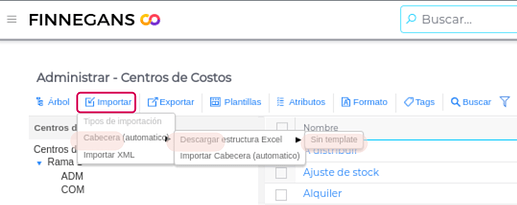 ruta descargar template excel de importacion masiva