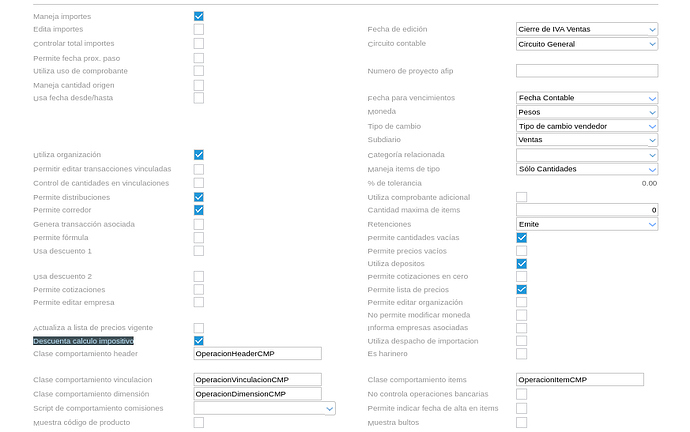 tipo de documento nota de debito check Descuenta Cálculo Impositivo