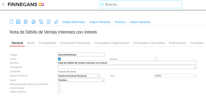 tipo de documento nota de debito