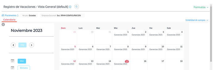 Calendario vacaciones