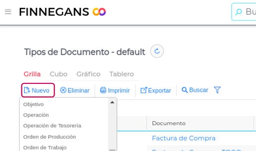 Nuevo tipo de documento