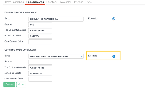 Datos bancarios