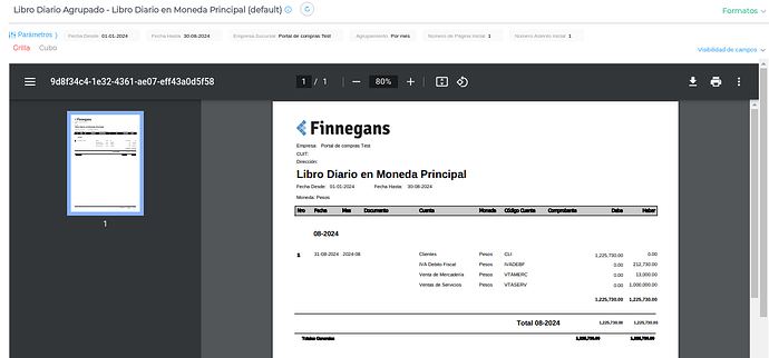 libro diario en moneda principal agrupado mensual