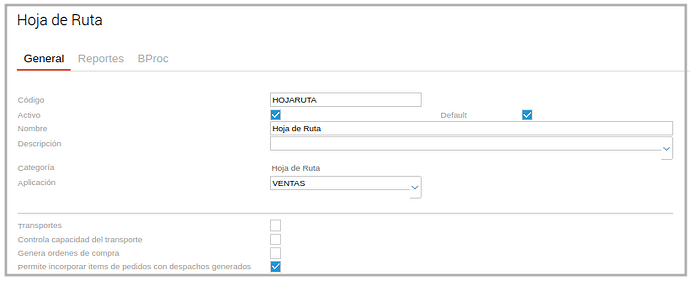 Hoja de Ruta configuracion