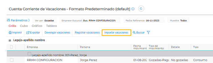 Importar Vacaciones
