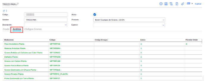 Tipo de medición - Solapa 'Análisis'