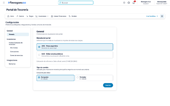 Configuración General: moneda del portal y tipo de cambio