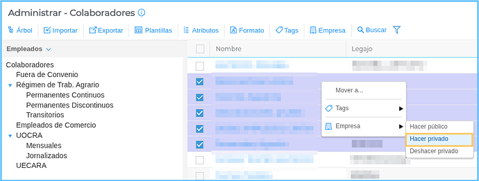 Hacer privado