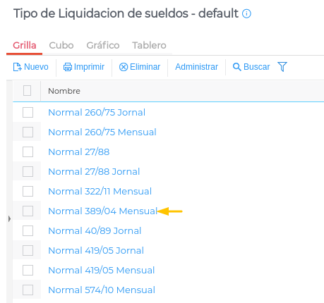 Tipo de liquidación