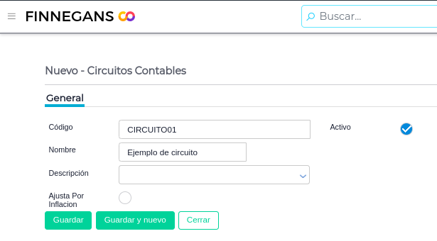 Campos a completar alta circuito contable