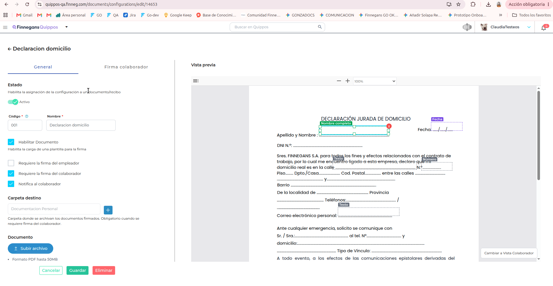 CONFIGURACION DE LA POLITICA